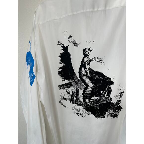 NWT Libertine Silk Screen Melange Deconstructed Mandarin Button Shirt L / XL - Picture 13 of 16